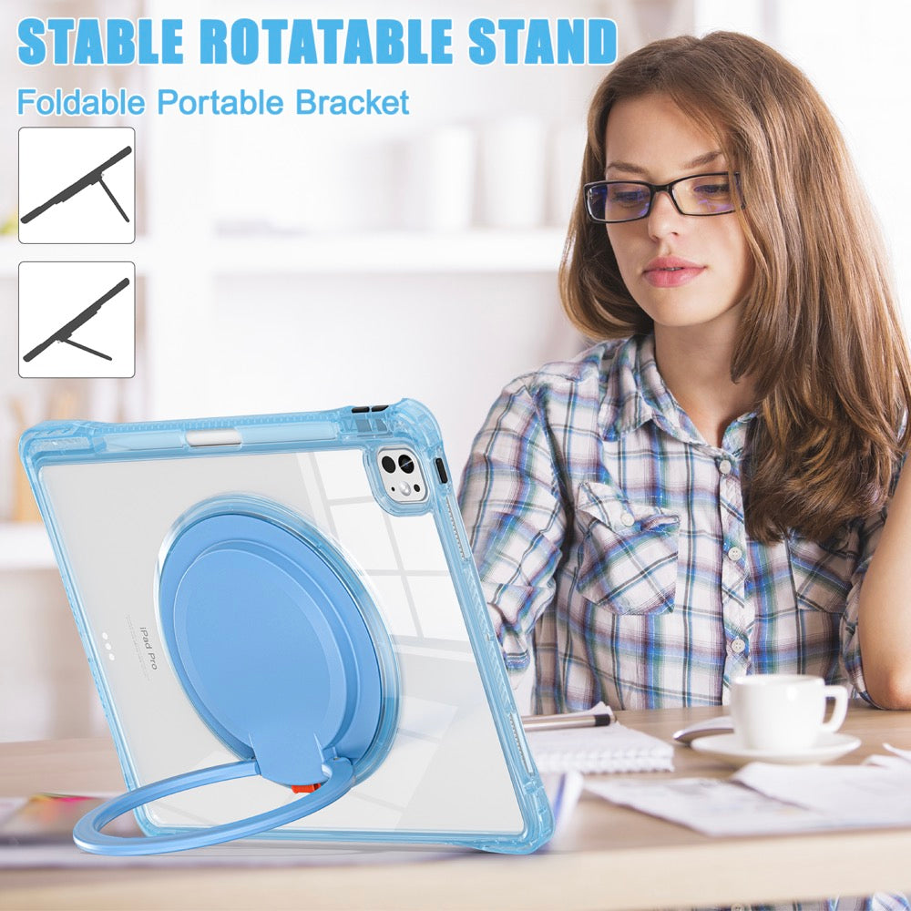Estuche transparent b series modelo ipad pro 13 2024 color celeste con strap
