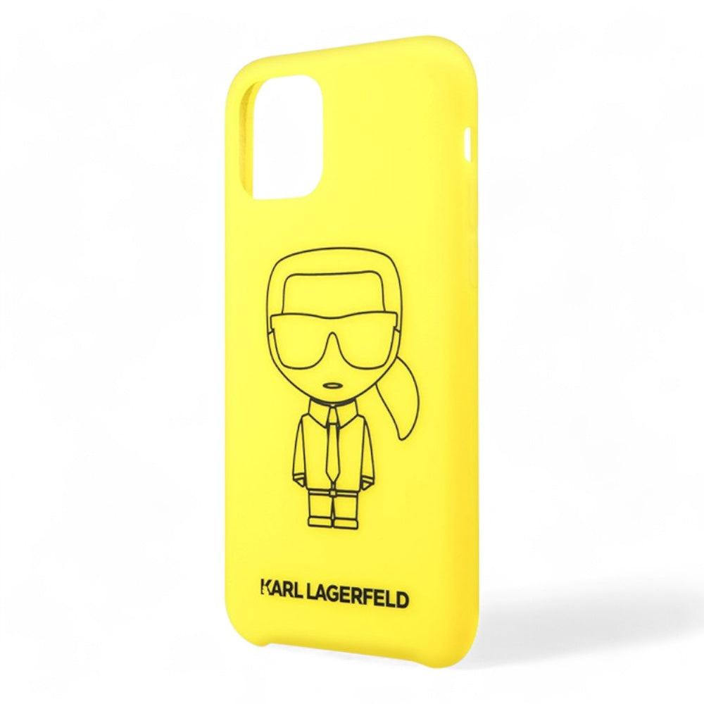 Estuche karl lagerfeld silicone ikonik black outline yellow iphone 11 color amarillo