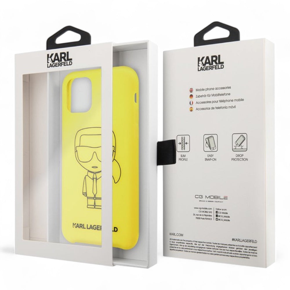 Estuche karl lagerfeld silicone ikonik black outline yellow iphone 11 color amarillo