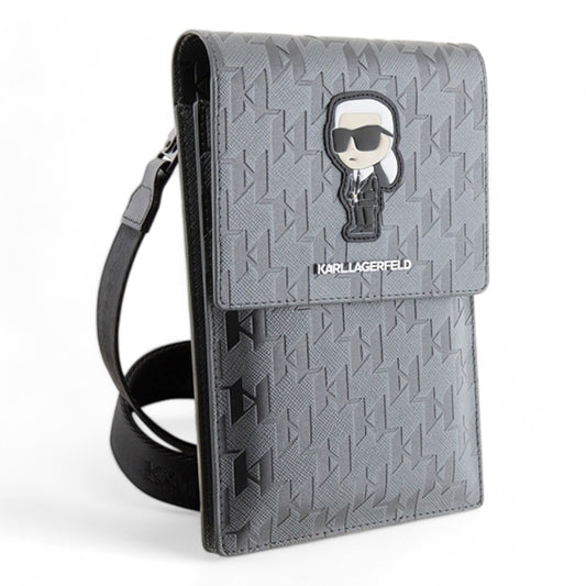 Estuche Karl Lagerfeld Wallet Saffiano Mono Ikonik Silver - 0714405900180284