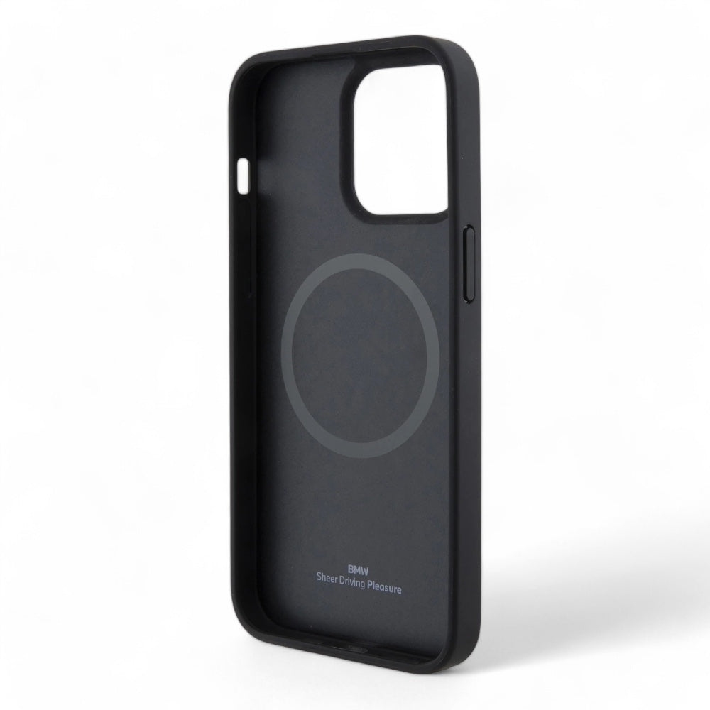 Estuche bmw sign hc magsafe leather seats pattern iphone 15 pro max color negro