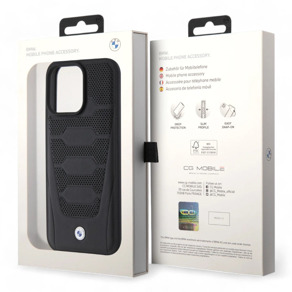 Estuche bmw sign hc magsafe leather seats pattern iphone 15 pro max color negro