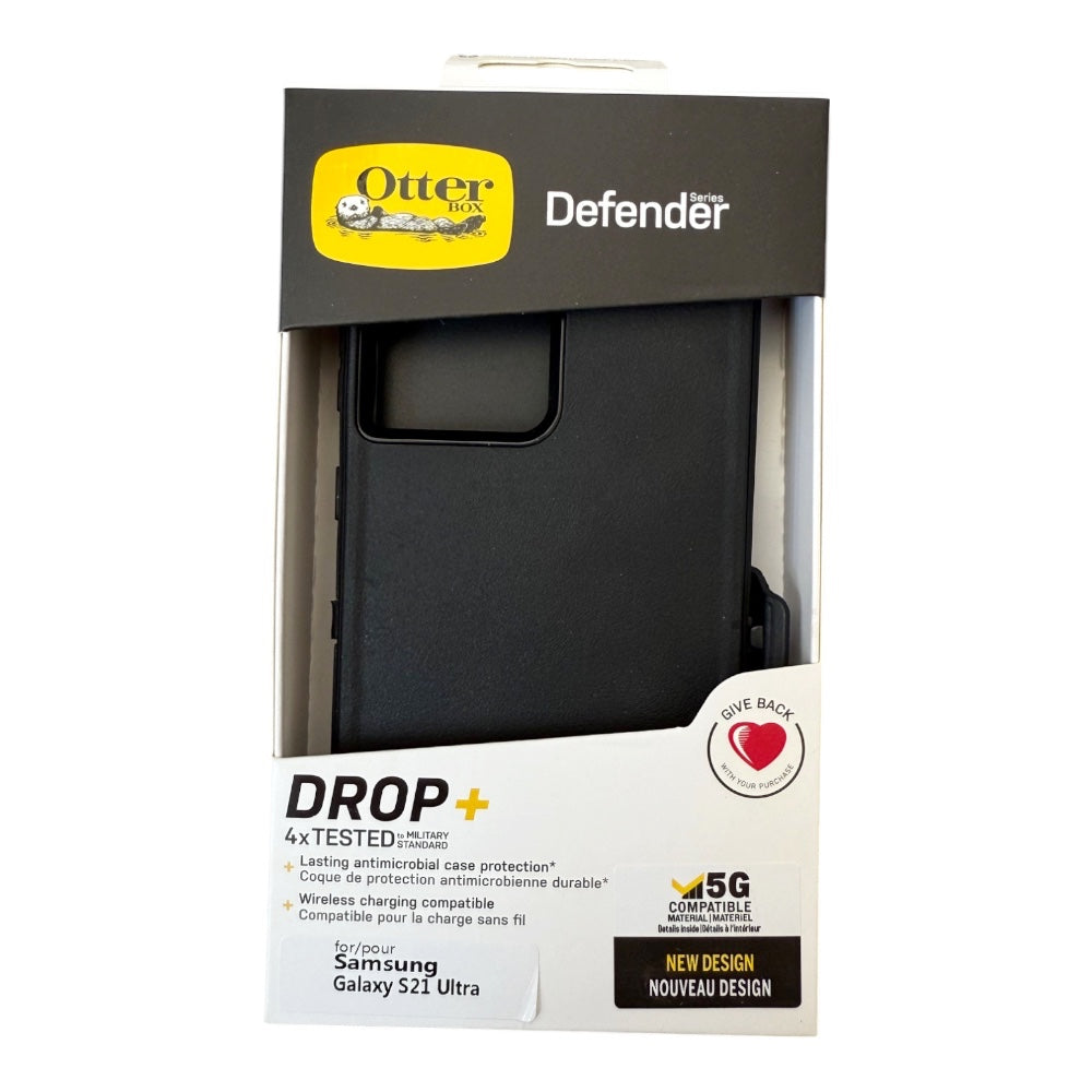 Estuche otterbox defender con clip color negro modelo samsung s21 ultra