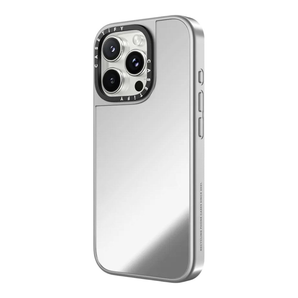 Case Casetify Mirror marco Blanco iPhone 16 Pro Gris