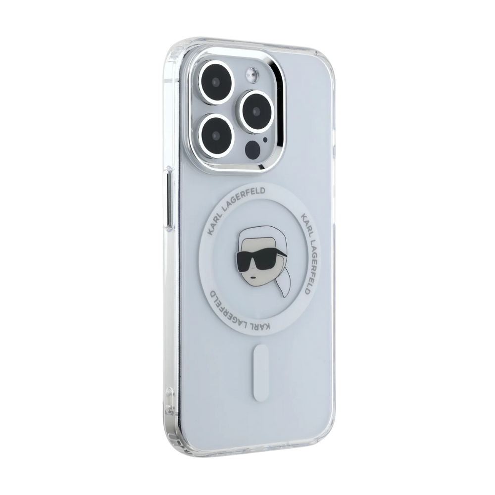 Karl Lagerfeld hc magsafe iml metal k. head white iphone 16 pro
