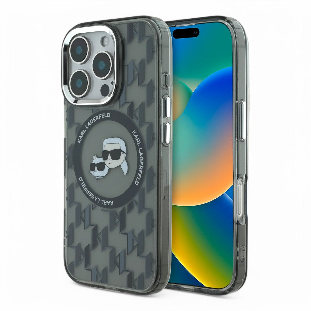 Karl Lagerfeld hc magsafe iml metal monogram kc heads black iphone 16 pro