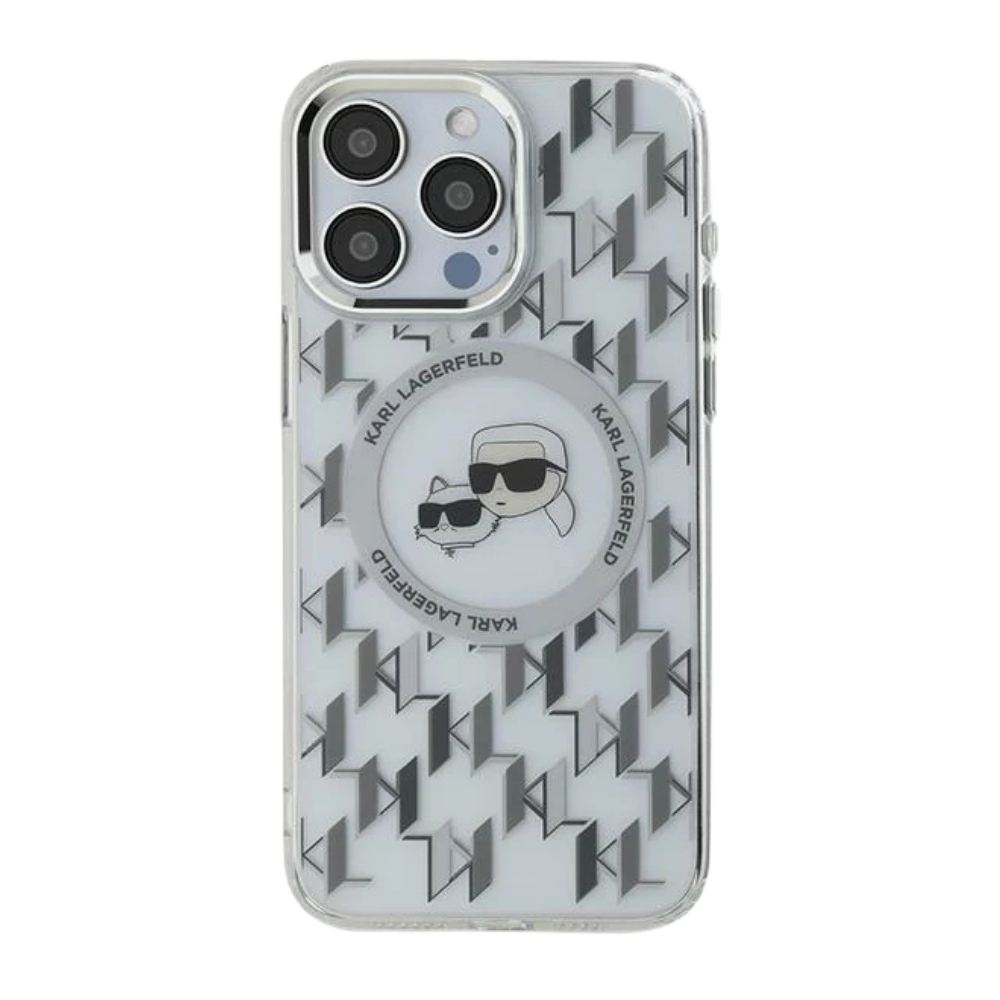 Karl Lagerfeld hc magsafe iml metal monogram kc heads transparent iphone 16 pro