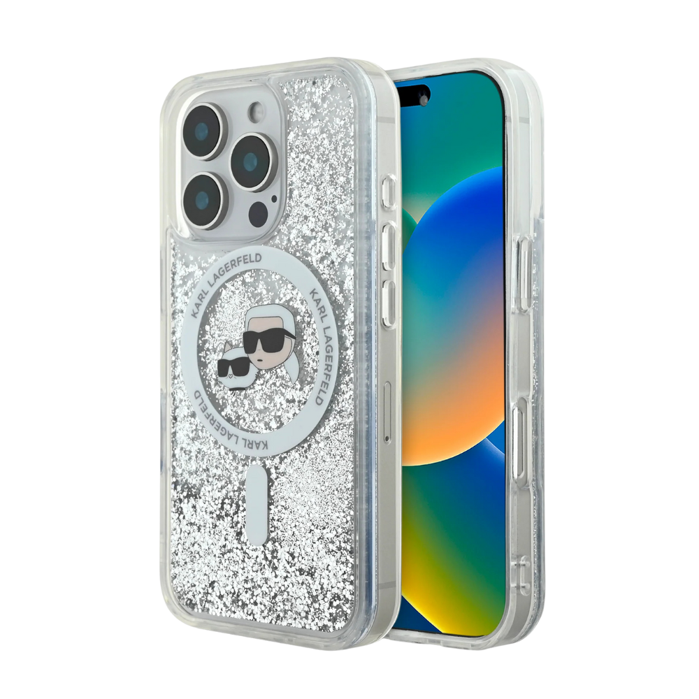 Karl Lagerfeld hc magsafe liq. glitter kc heads transparent iphone 16 pro