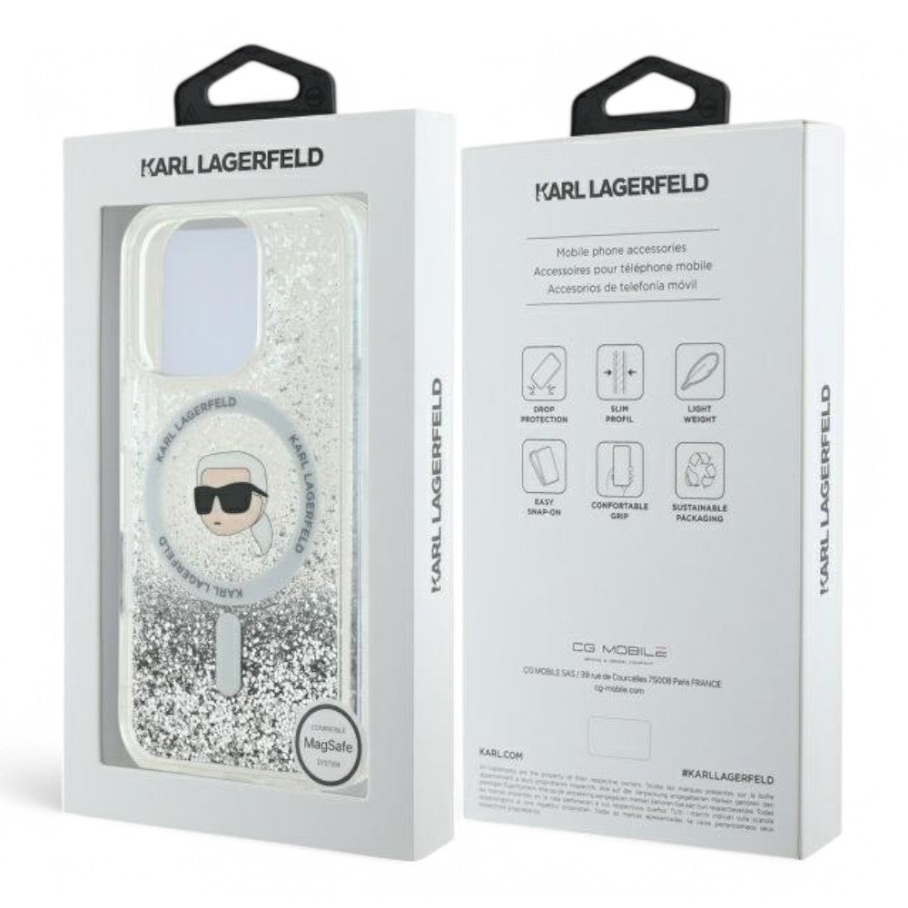Karl Lagerfeld hc magsafe liq. glitter k. head transparent iphone 16 pro