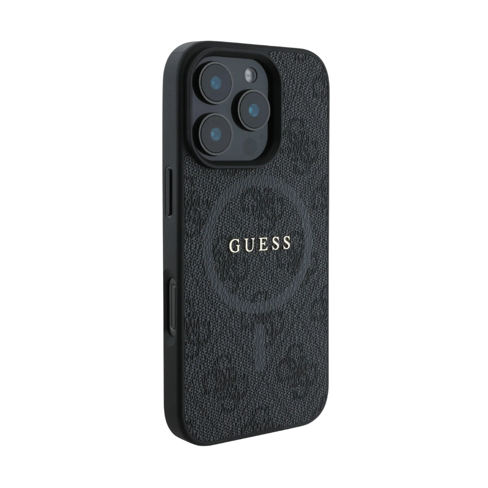 Guess hc magsafe pu 4g ring classic logo black iphone 16 pro