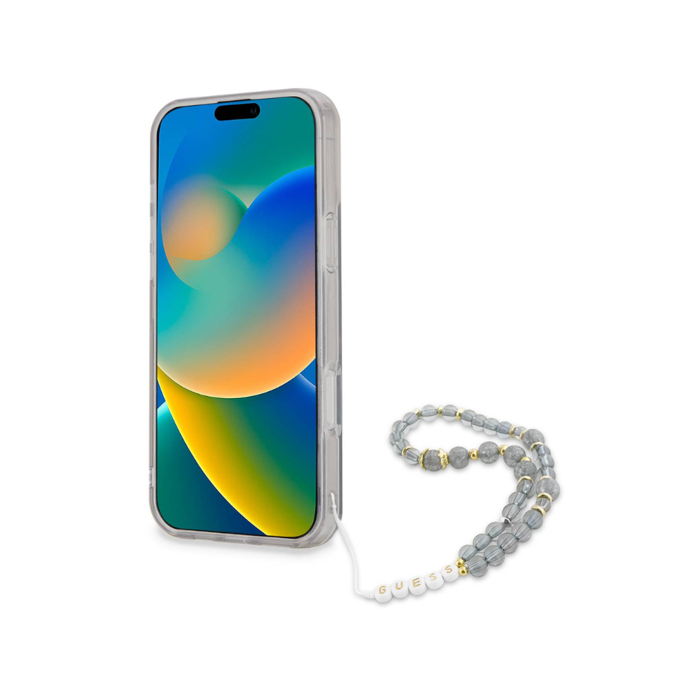 Guess hc magsafe grained pu w/flower charm strap pink iphone 16 pro