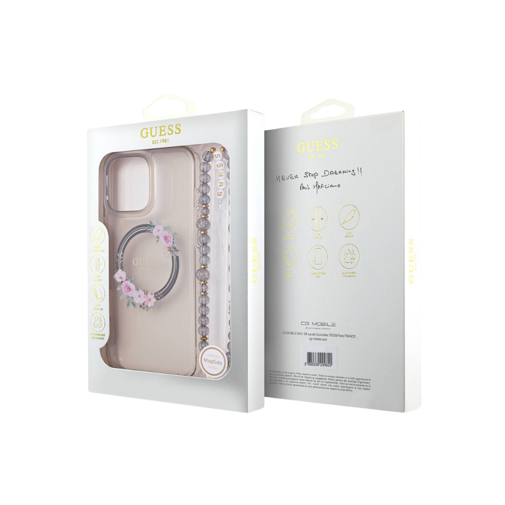Estuche GUESS Hc MagSafe para iPhone 16 Pro con Charm Strap Rosa - 0760000013