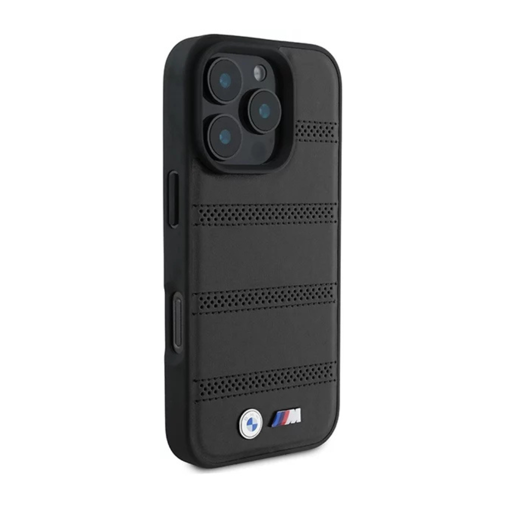 BMW hc m magsafe pu perforated and stitched lines black iphone 16 pro