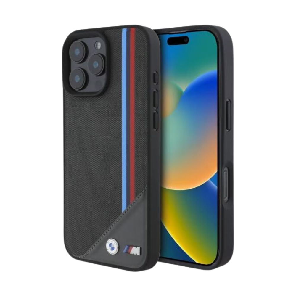 BMW hc m magsafe pu meshed tricolor stripes antracite iphone 16 pro max