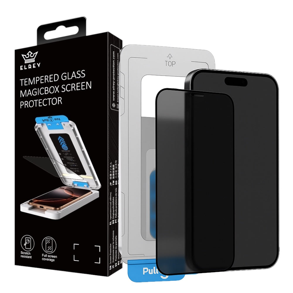 El Rey tempered glass PRIVACY magicbox screen protector for iphone 14