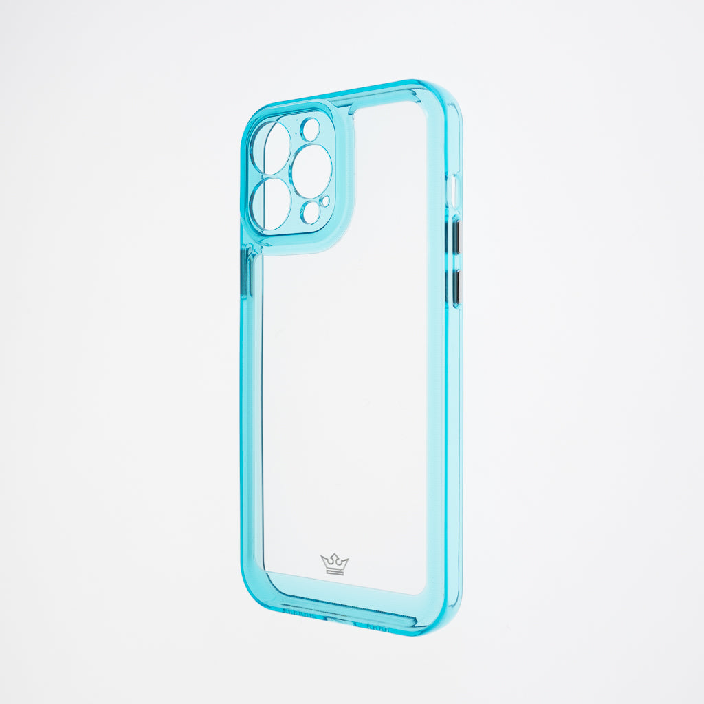Estuche transparente el rey marco de apple iphone 13 pro max color turquesa / transparente