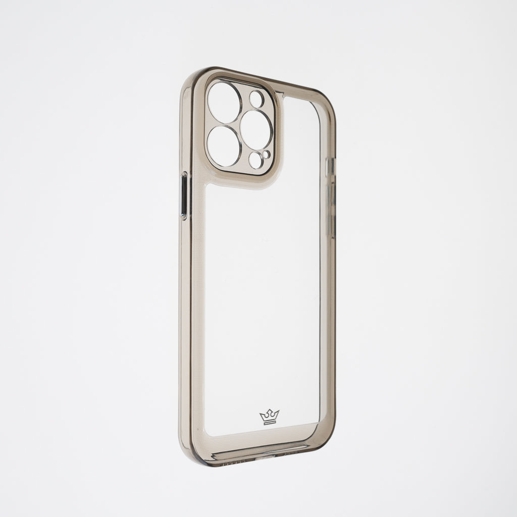 Estuche transparente el rey transparente + marco de apple iphone 13 pro max color gris