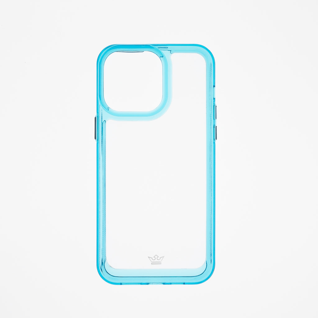 Estuche transparente el rey marco de apple iphone 14 pro color turquesa / transparente