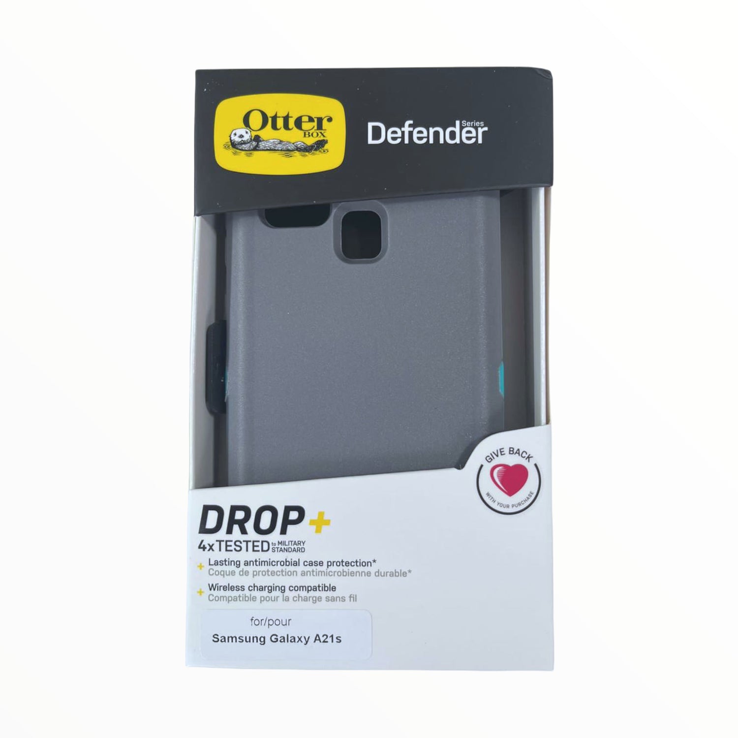 Estuche proteccion otterbox defender samsung a21s color gris / turquesa