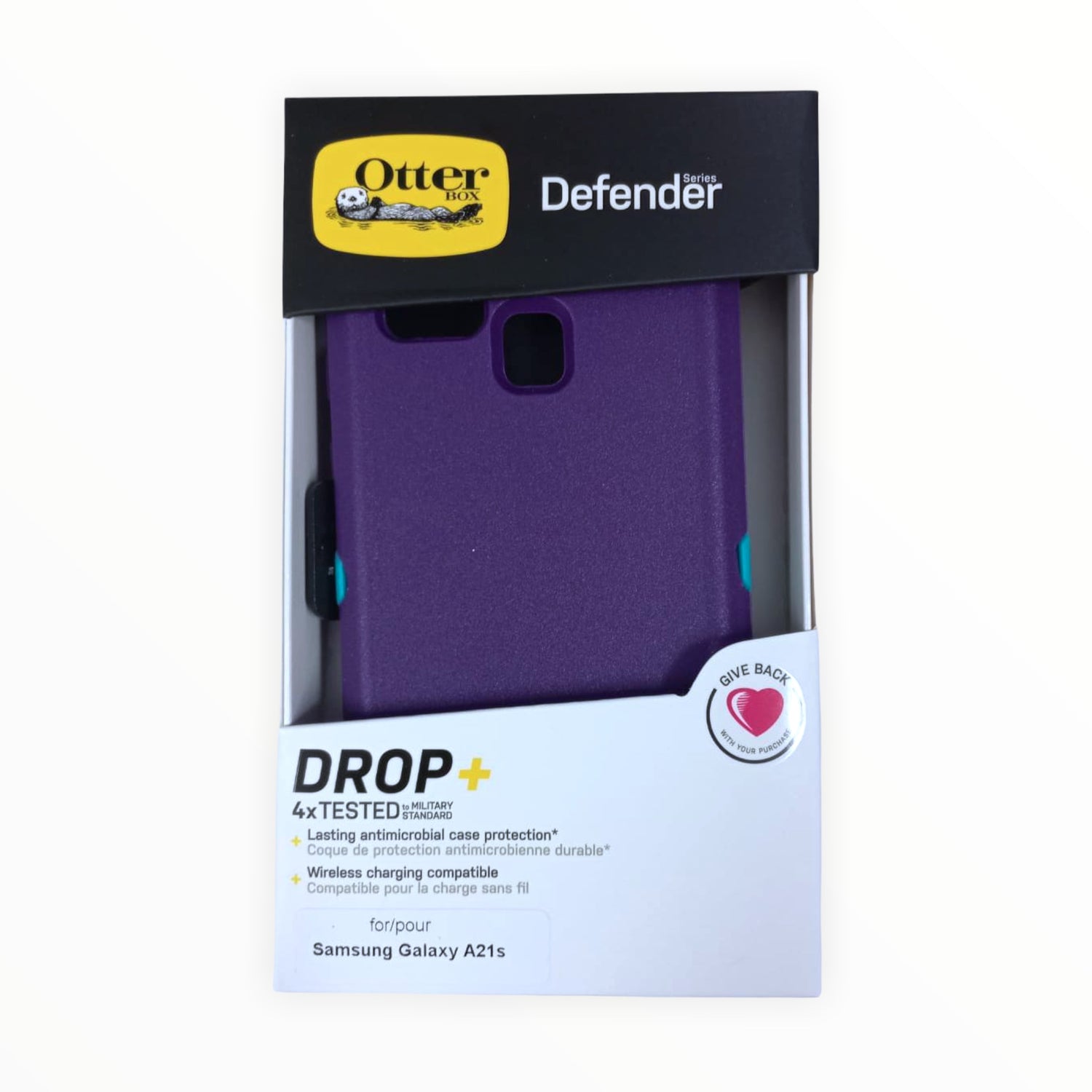Estuche proteccion otterbox defender samsung a21s color morado / turquesa