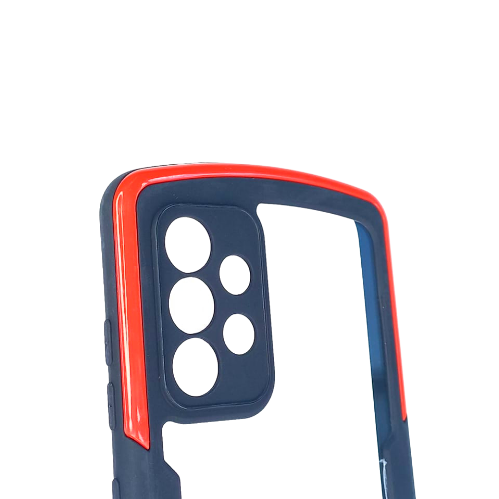 Estuche transparente generico transparente marco de reforzado y de atras samsung a72 color rojo / transparente