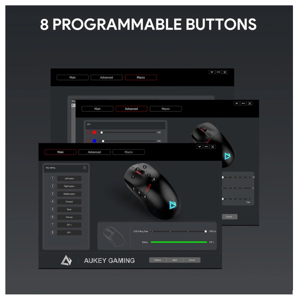 Gadget aukey gaming wireles knight rgb mouse 16000 dpi resolution 2.4ghz