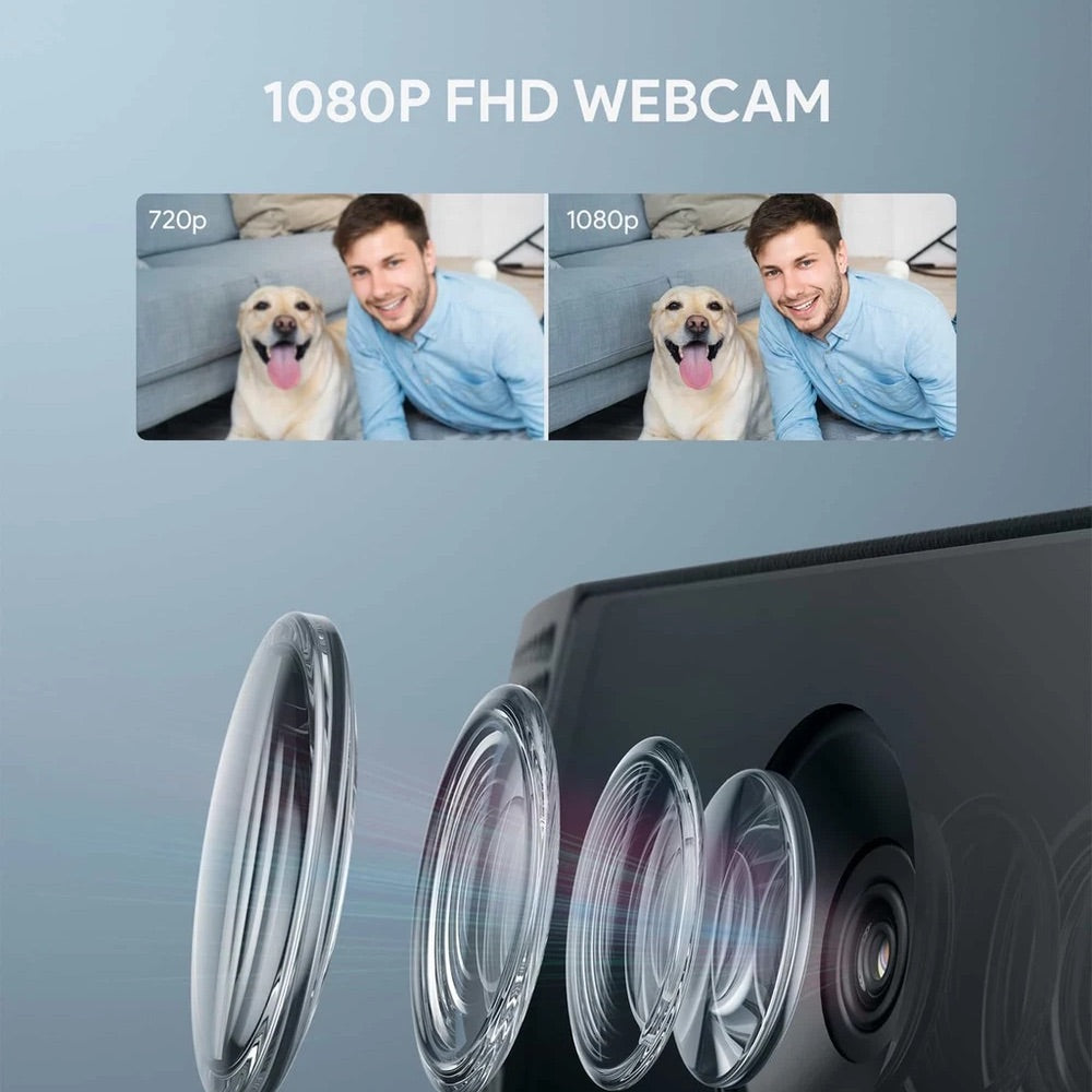 Gadget aukey webcam camara para computadora de 1080p con enfoque automatico color negro