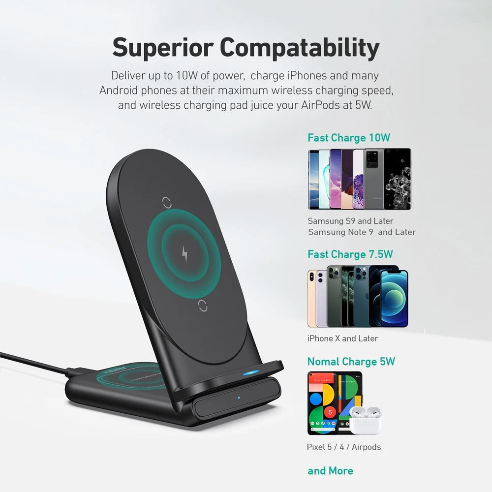 Cargador aukey inalambrico 2 in 1 wirelesfast (bk / wh) color negro