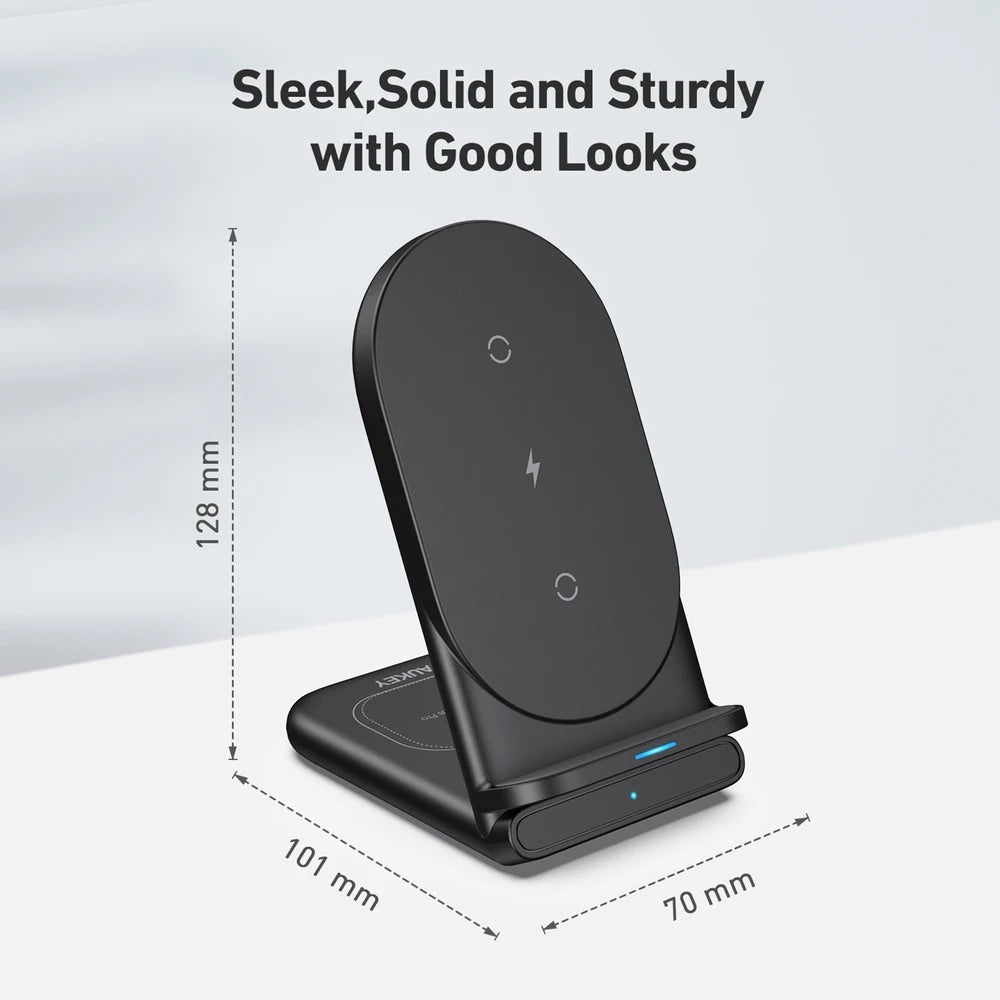 Cargador aukey inalambrico 2 in 1 wirelesfast (bk / wh) color negro