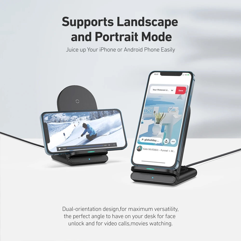 Cargador aukey inalambrico 2 in 1 wirelesfast (bk / wh) color negro