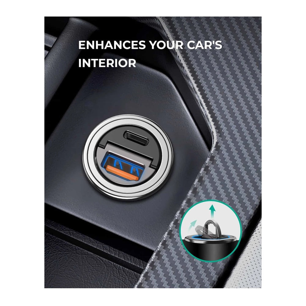 Cargador aukey carro 30 w ultra small 2 port para color negro