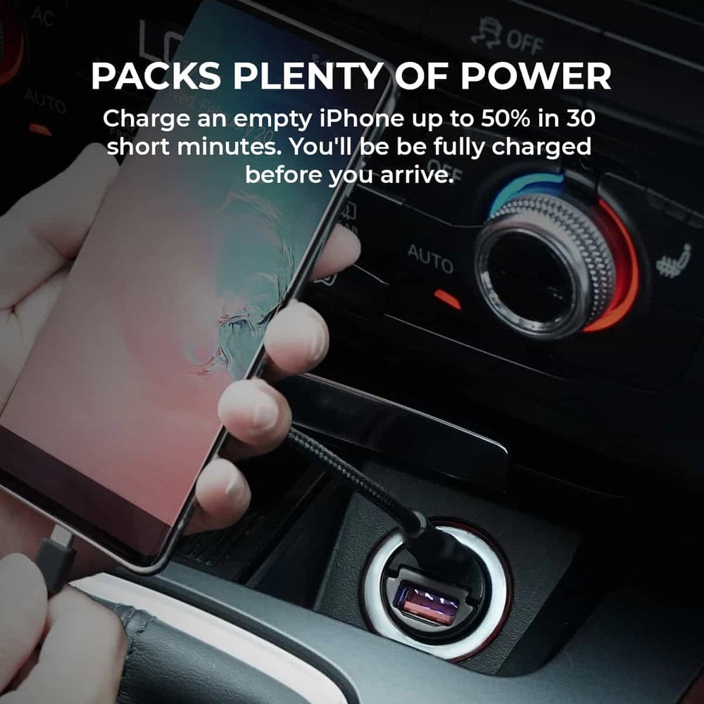 Cargador aukey carro 30 w ultra small 2 port para color negro