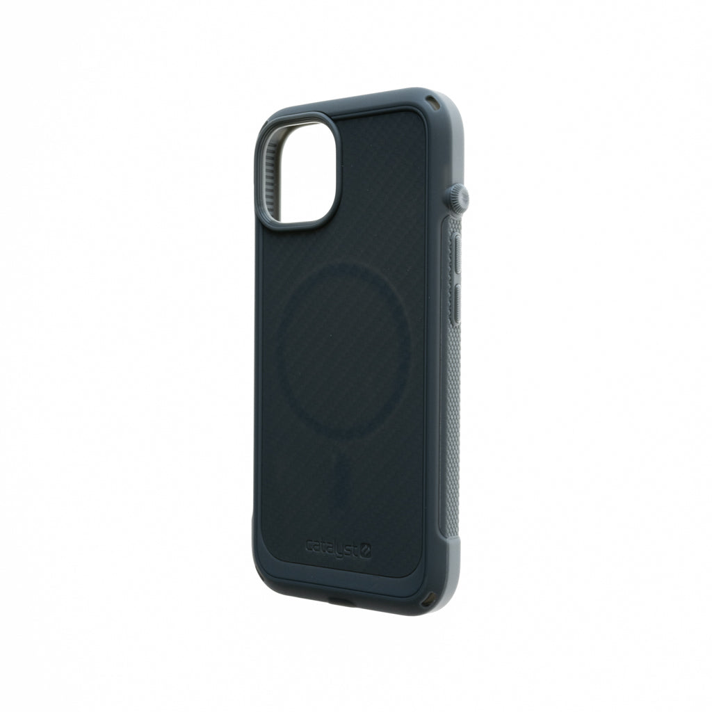 Estuche clasico catalyst vibe case fibra de carbon con magsafe apple iphone 13 color gris
