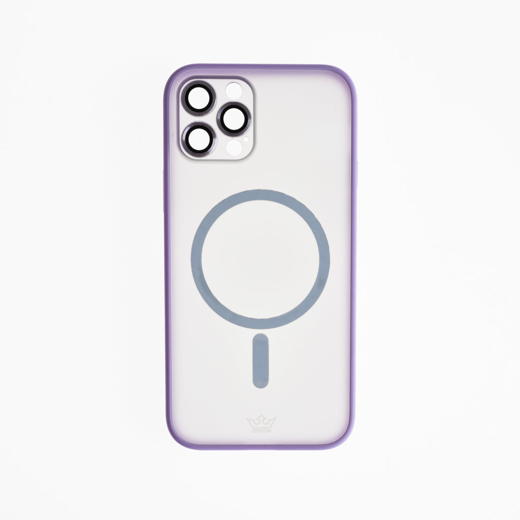 Estuche vidrio templado el rey magsafe con marco de vidrio templado de camara trasera apple iphone 13 pro color morado