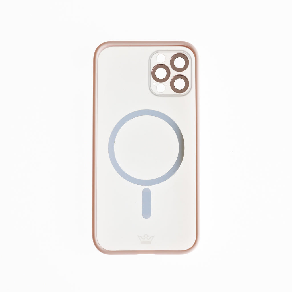 Estuche vidrio templado el rey magsafe con marco de vidrio templado de camara trasera apple iphone 13 pro color rosado