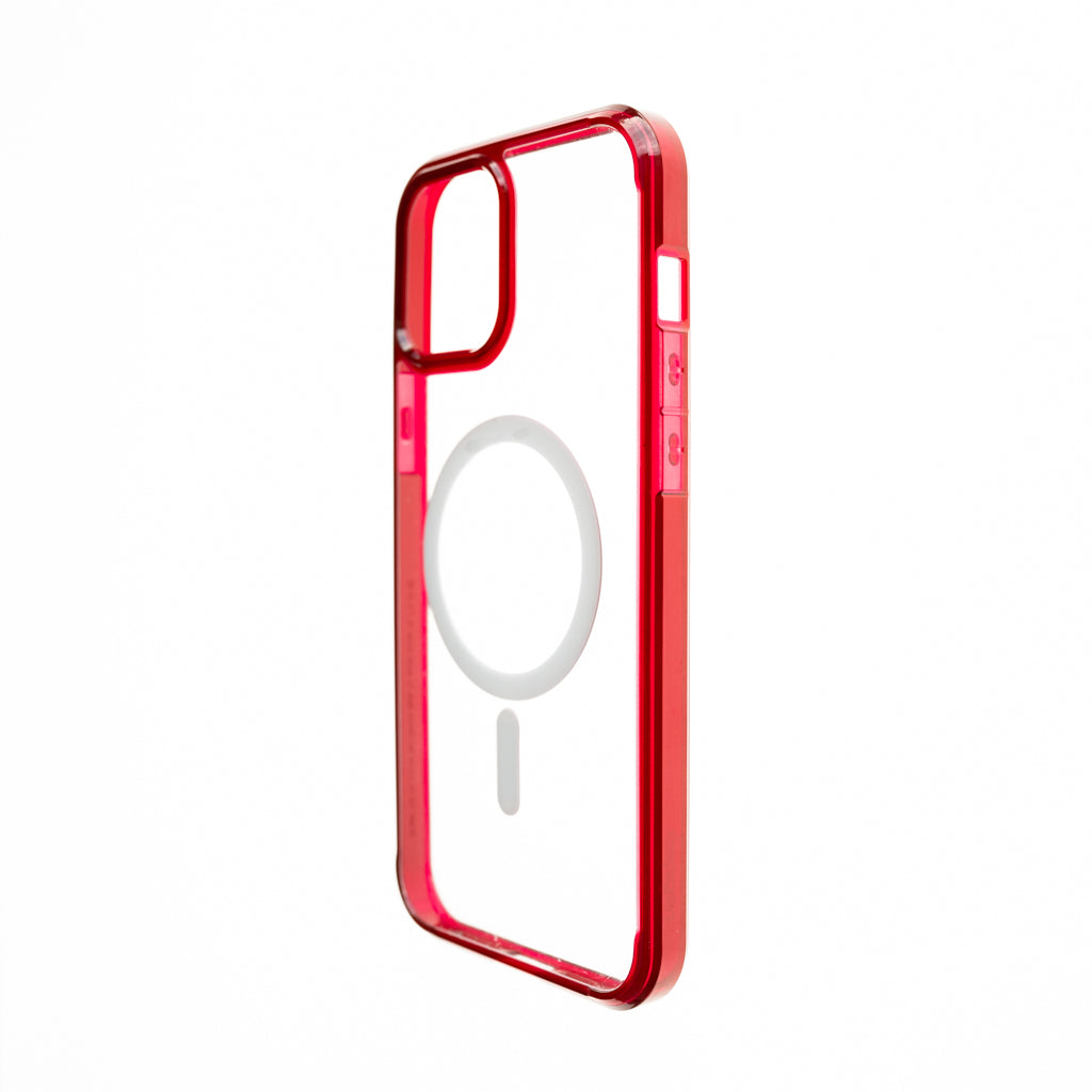 Estuche clasico spigen magsafe apple iphone 12 , iphone 12 pro color rojo / transparente