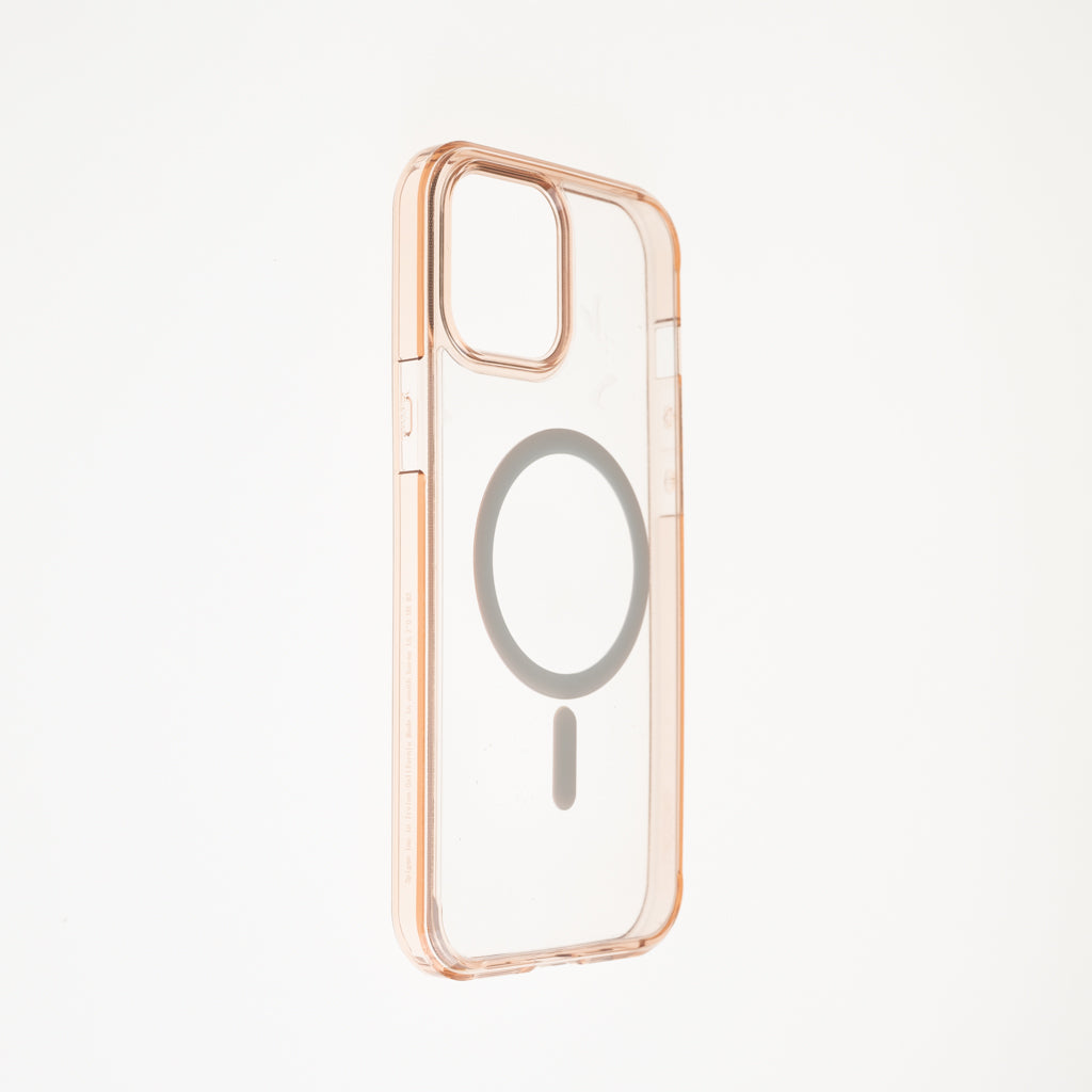 Estuche clasico spigen magsafe marco apple iphone 12 pro max color rosado / transparente