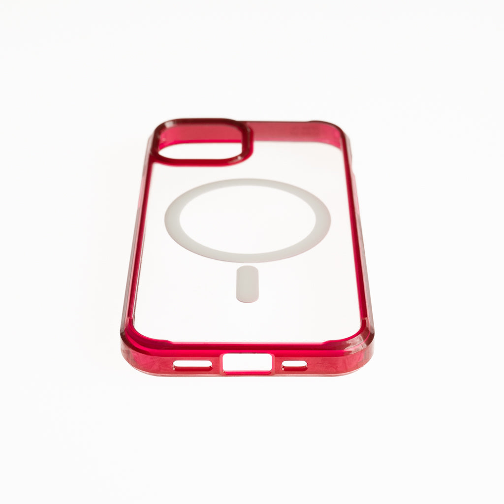 Estuche clasico spigen magsafe marco apple iphone 13 color rojo / transparente