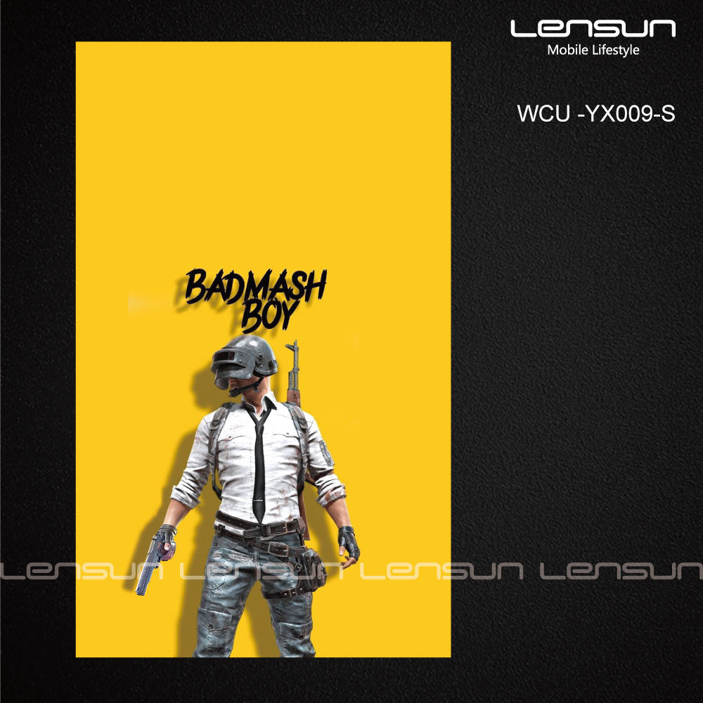 Lamina parte trasera lensun film ppda para la parte trasera estilo 32 badmash boy fondo . color amarillo