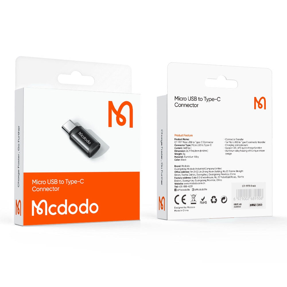 Cable mcdodo adaptador otg micro a tipo c