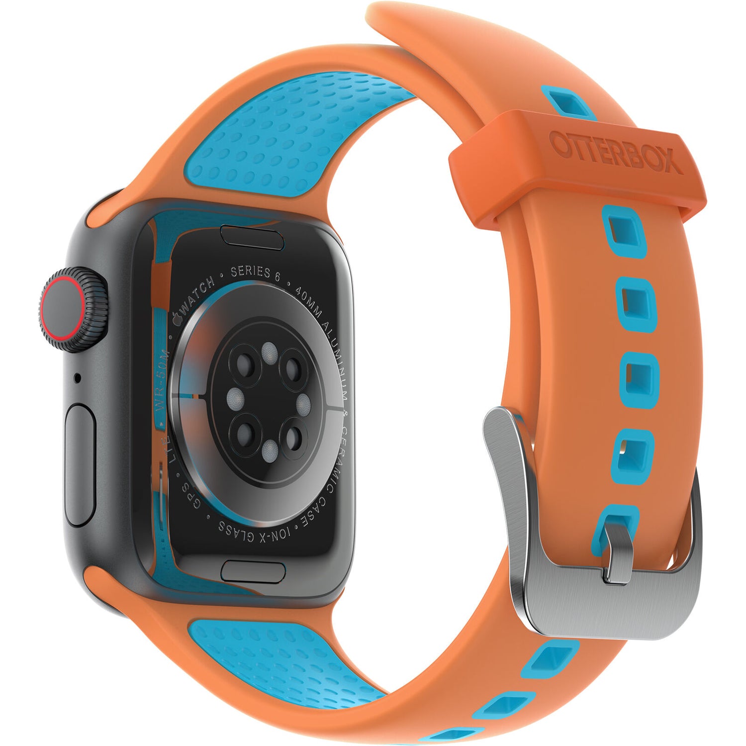 Accesorio otterbox pulsera silicon all day band apple watch 38 / 40 / 41 mm color naranja / turquesa