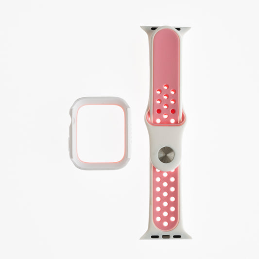 Pulsera Nike + Bumper Blanco/Rosado 45mm - PLBM56