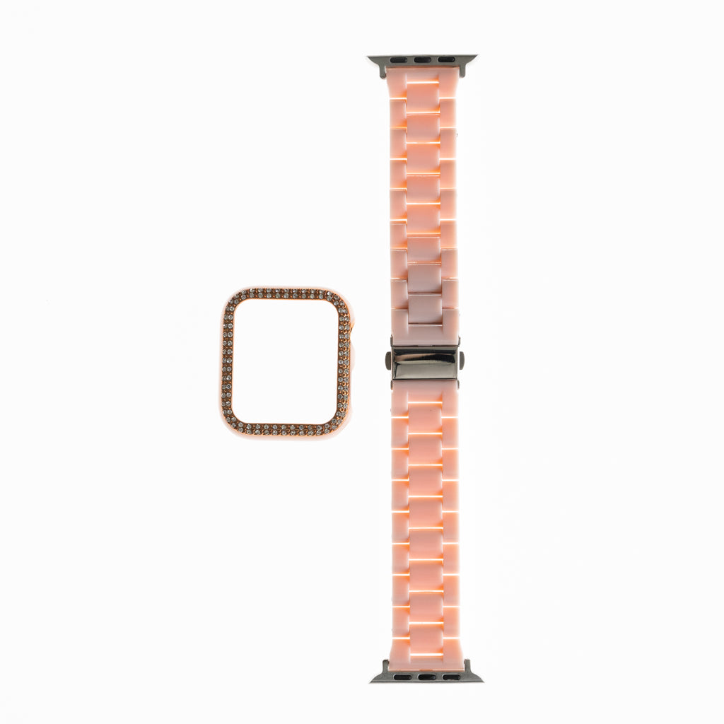 Accesorio generico pulsera con bumper de diamantes apple watch 38 mm color rosado