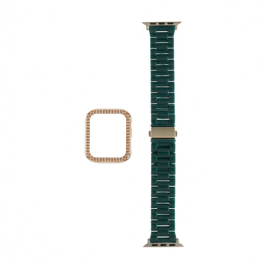 Pulsera Bumper Diamantes Apple Watch 45mm - Verde Marfil - PULDBG27
