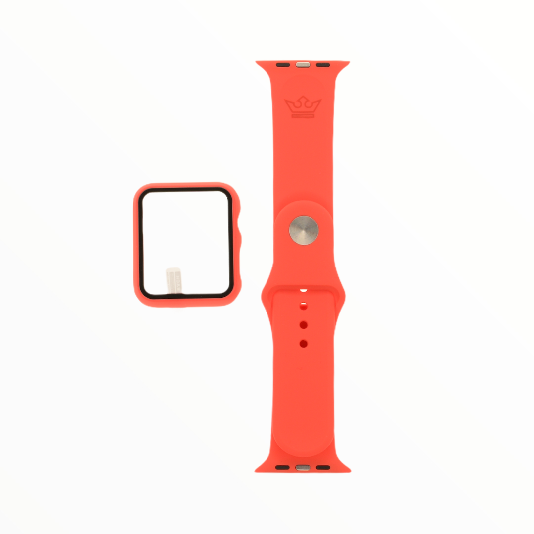 Accesorio el rey pulsera con bumper y protector de pantalla apple watch 38 mm color rojo
