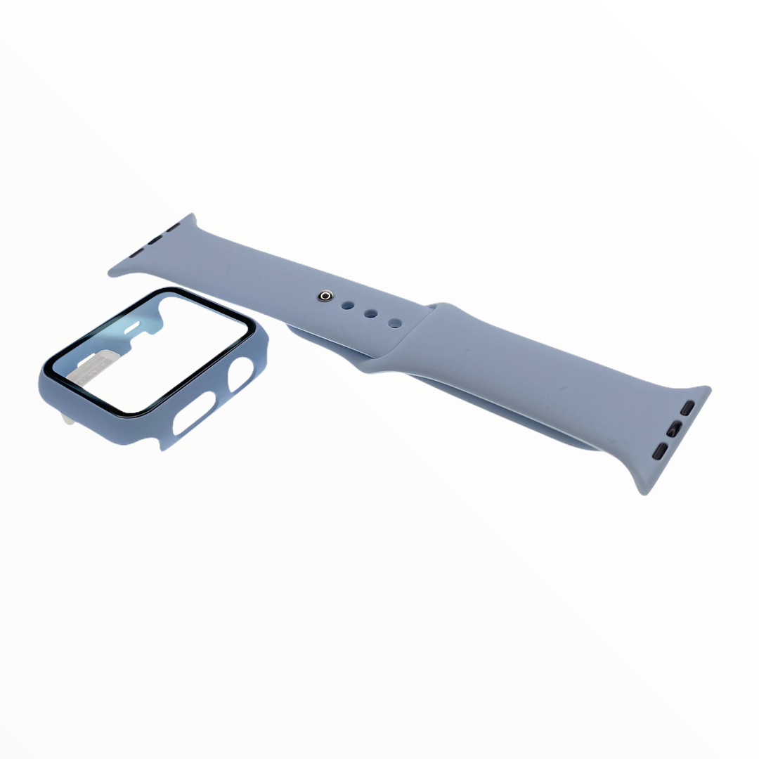 Accesorio el rey pulsera con bumper y protector de pantalla apple watch 42 mm color celeste