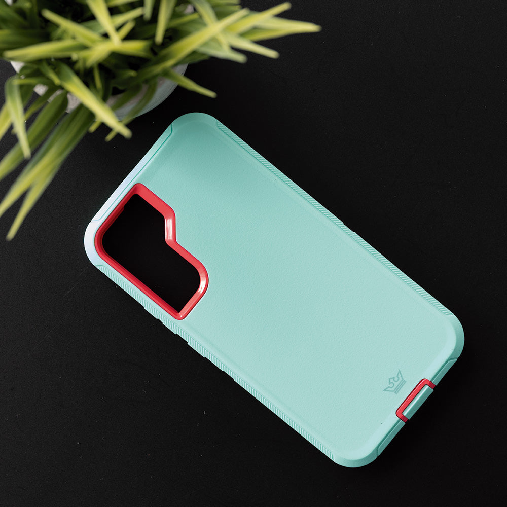 Estuche proteccion el rey defender samsung s22 color turquesa / rosado