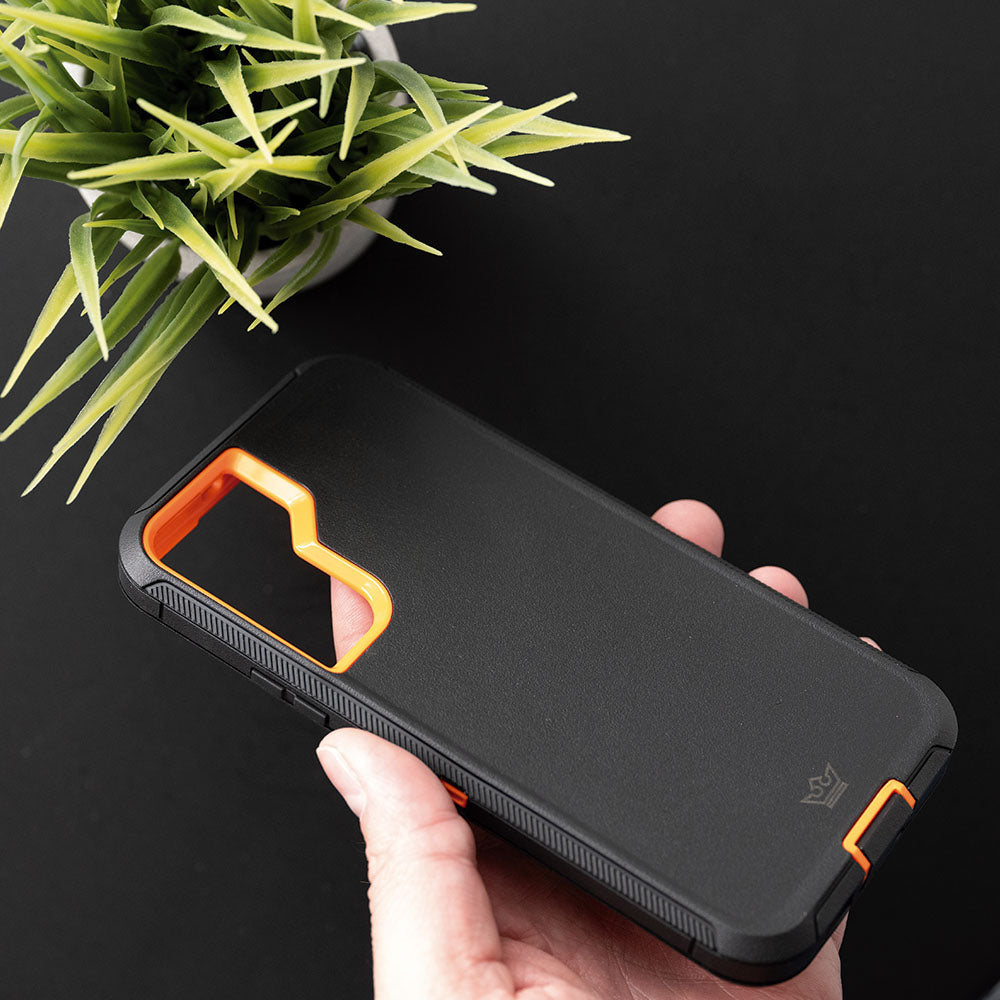 Estuche proteccion el rey defender samsung s22 plus color negro / naranja
