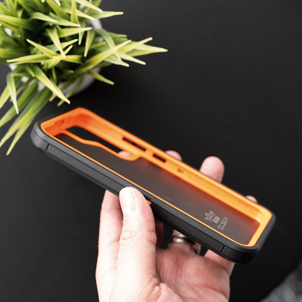 Estuche proteccion el rey defender samsung s22 plus color negro / naranja