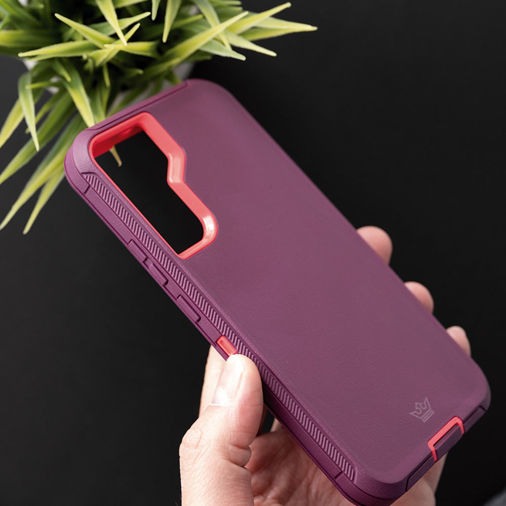 Estuche proteccion el rey defender samsung s22 plus color rojo / rosado